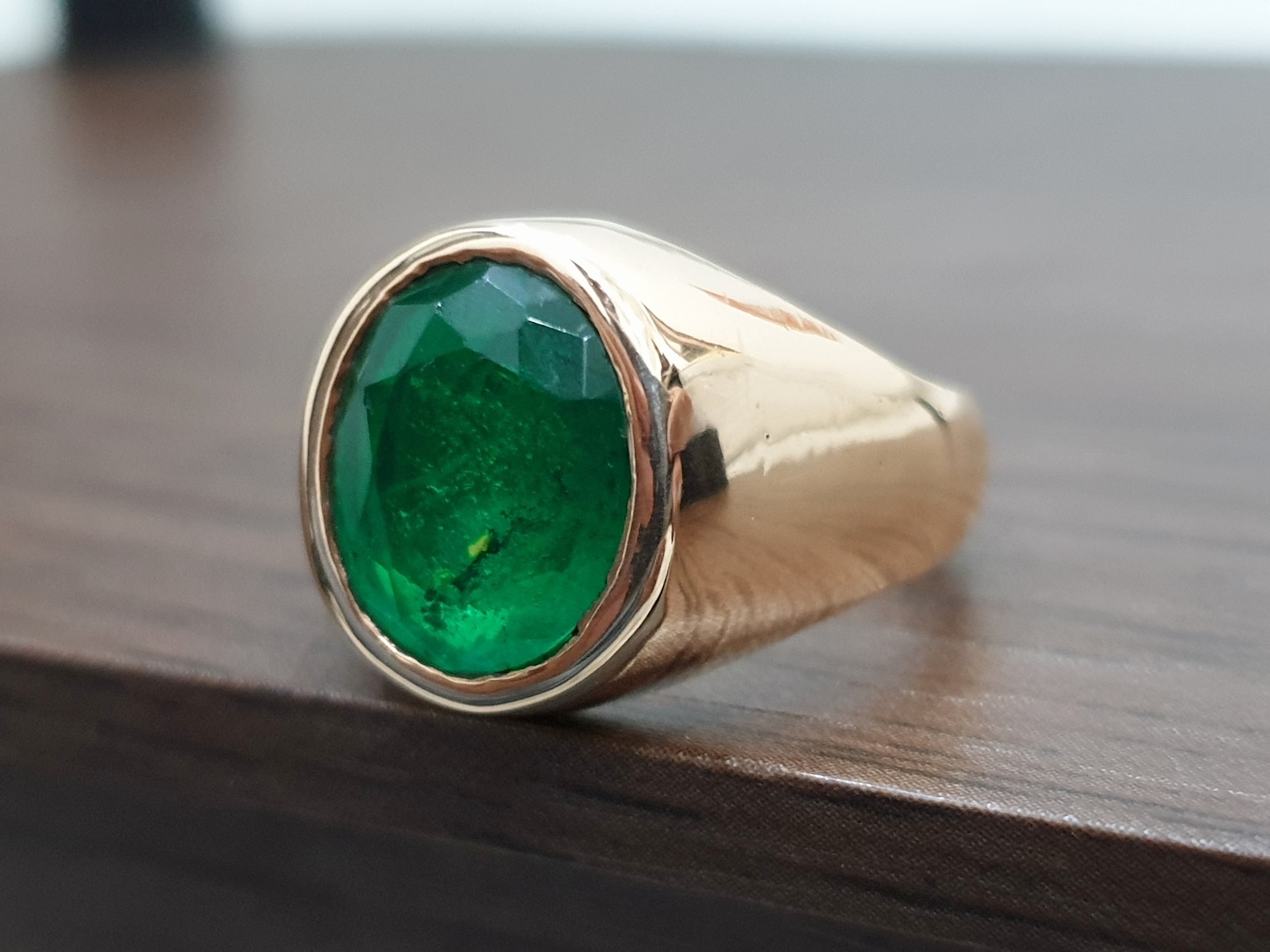 Green Emerald Ring 925 Solid Sterling Silver Copper Emerald Etsy