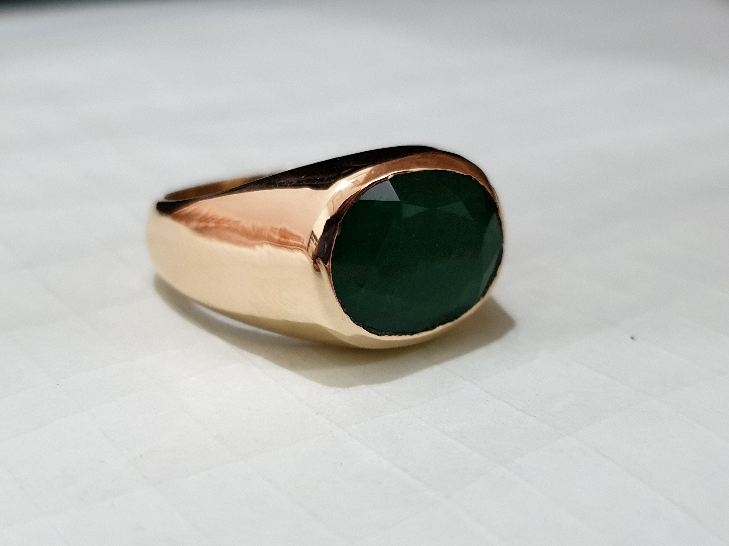 Natural Green Emerald Ring Dark Oval Natural Emerald Gemstone Etsy