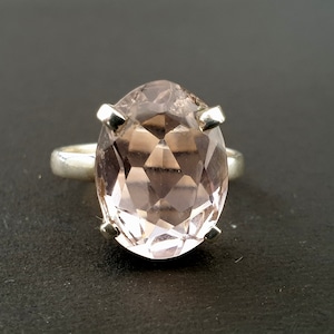 Women Kunzite Ring, 925 Solid Sterling Silver Oval Cut Kunzite Gemstone Ring, Rose Gold Finish, 22K Gold Fill, Womens Ring, Gift Ring