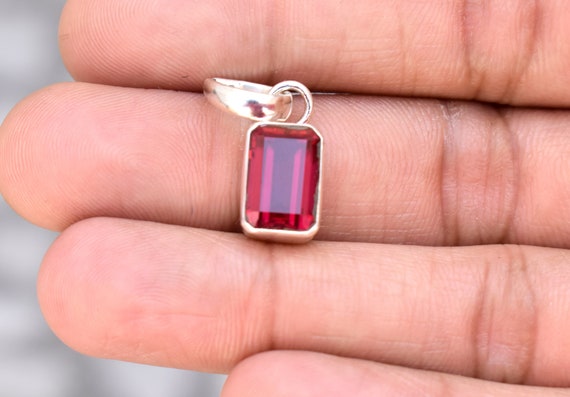 Ruby Pendant, 925 Solid Sterling Silver Pendant, Women Pendant, Red Ruby Quartz Gemstone Pendant, Gift Pendant for Her