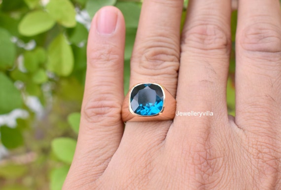 Buy London Blue Topaz Ring for Men, 925 Sterling Silver, Statement Ring,  Gift for Him, Gold Plated Ring, AAA Quality Gemstone Jewelry Ring Online in  India - Etsy