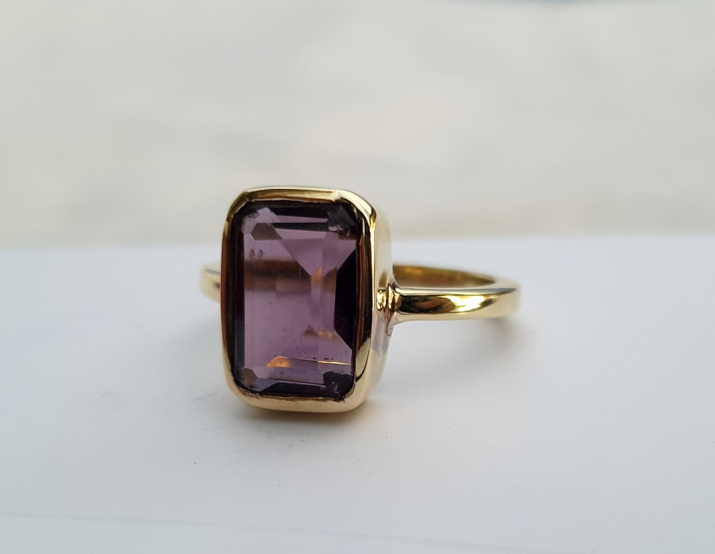 Yellow Gold Amethyst Paradise Accented Engagement Ring
