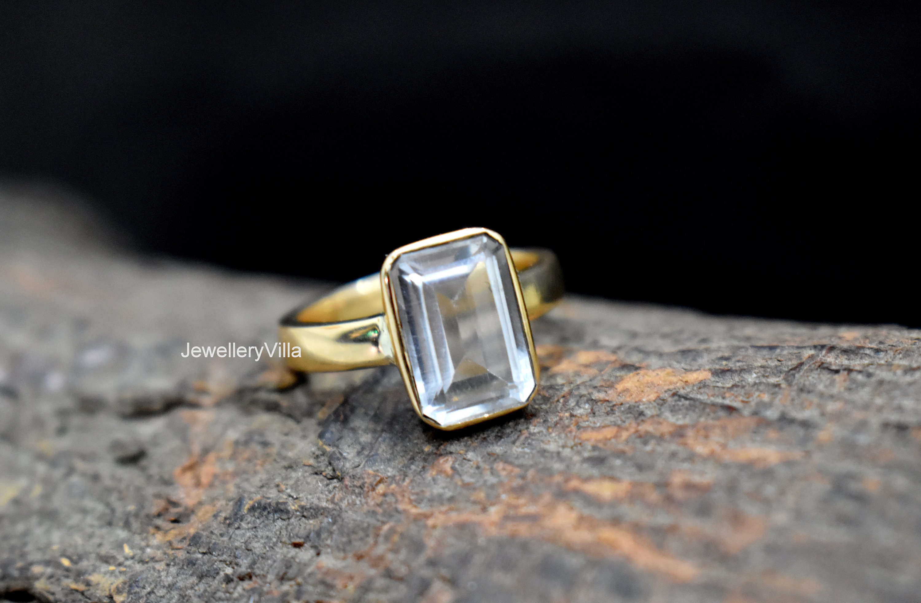 Clear Quartz Ring Engraved Ring 925 Solid Sterling Silver Etsy