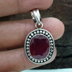 Natural Ruby Pendant, 925 Solid Sterling Silver Pendant, Genuine Oval Red Ruby Gemstone, Birthstone Pendant, Gift Pendant