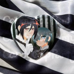 Dark Butler Holographic Heart Button