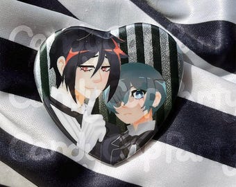 Dark Butler Holographic Heart Button