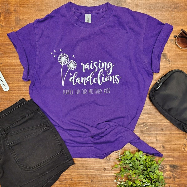 Purple Up for Military Kids T-shirt, Raising Dandelions, Mom Purple Up shirt