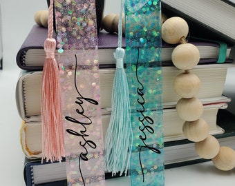 Glitter Resin Bookmark, Handmade Bookmark, Stocking Stuffer, Book Lovers Gift, Personalized Bookmarks