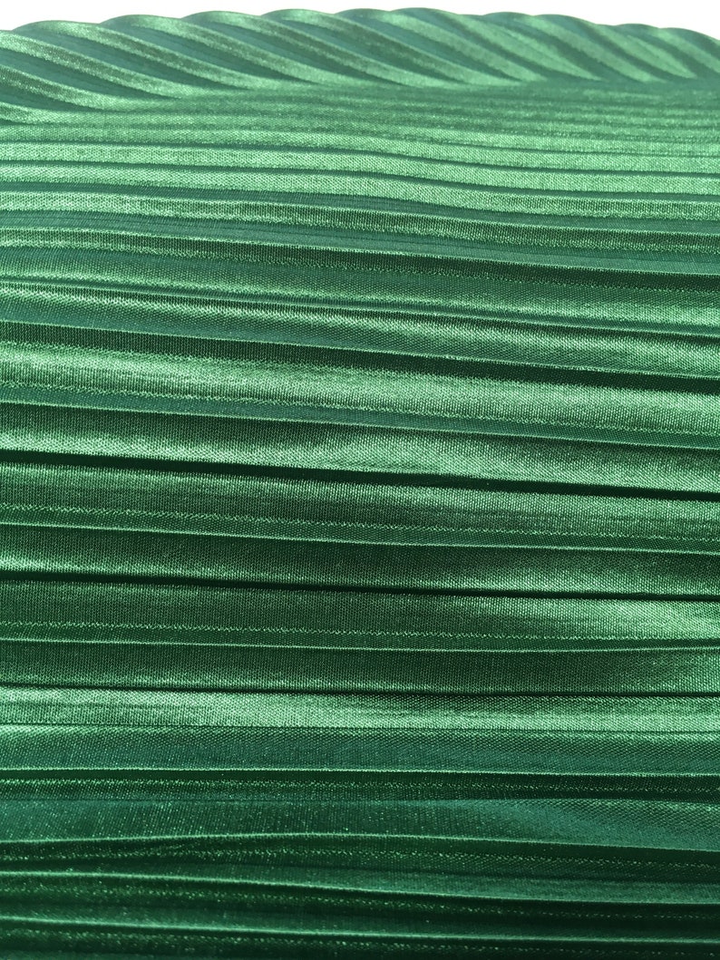 Designer Permanent Plise Fabric In Bottle Green Colour