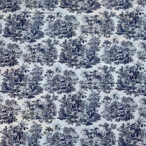 Toile De Jouy Blue Cotton Fabric