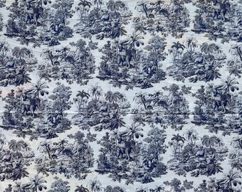 Toile De Jouy Tela De Algodón Azul