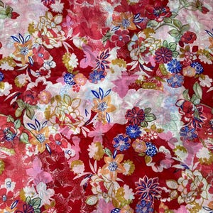 Flower &  Butterflies Pure Silk Fabric
