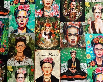 Frida Kahlo groene katoenen stof