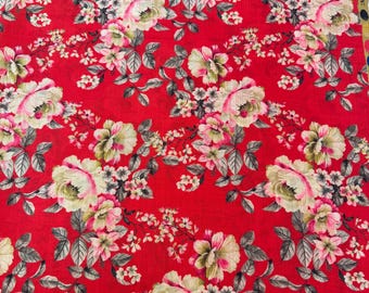 Vintage Rose Floral Print Fabric