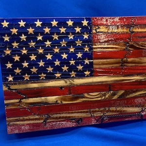 Rustic Flag with Fractal Wood Burn