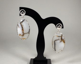 Sterling Silver (925) earrings with Dendritic Agate Gems.