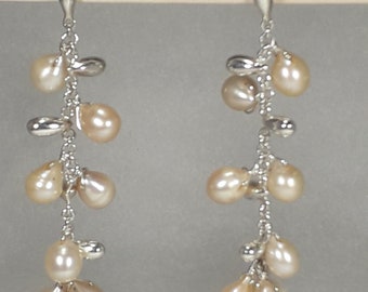 Sterling Silver(925) Earrings with Cultured Pearls . Silver 1stLaw Earrings(925) with Cultured Pearls.