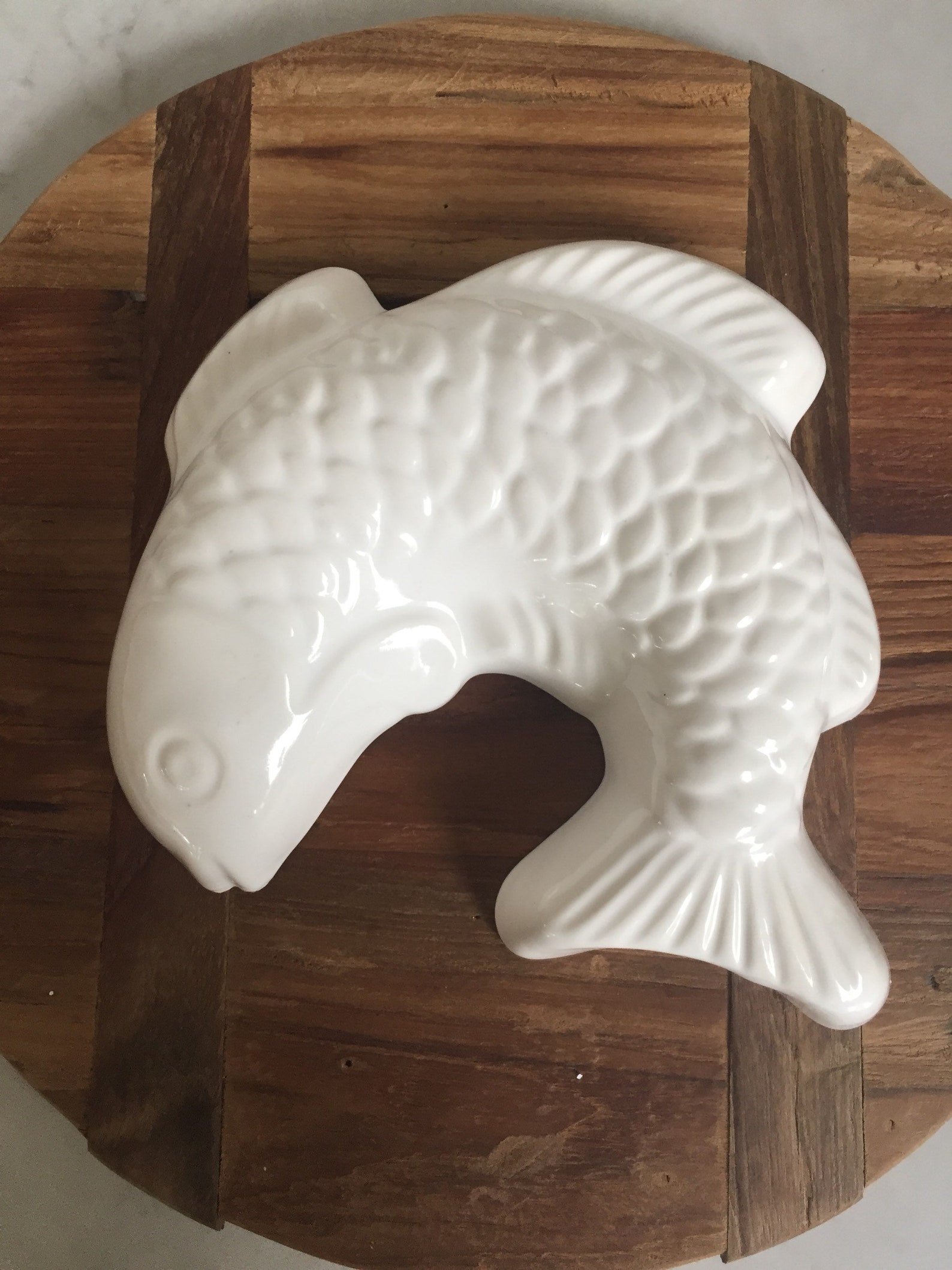 White Ceramic Fish jelly mold wall decor Etsy