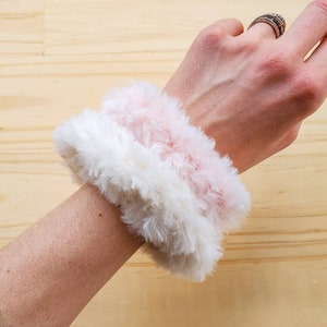 Neutral Colored Faux Fur Hair Scrunchies, Hair Tie Accessories