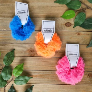 Neon Colored Faux Fur Hair Scrunchies, Hair Tie Accessories