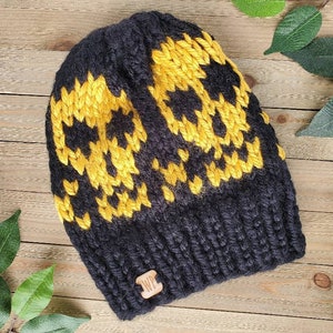 Buccaneer Scull Beanie, Skull Beanie, Knit Winter Beanie, Pirate Hat, Punk Style Beanie