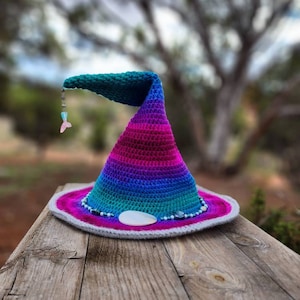 MERMAID Rainbow Floppy Witch Hat with wire Brim, Witch Hat Costume, Women&#39;s Witch Hat, Witchy Hat, Halloween Costume Witch, Mermaid Hat