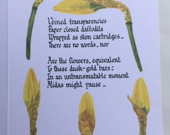 Poetry greetings card - daffodils