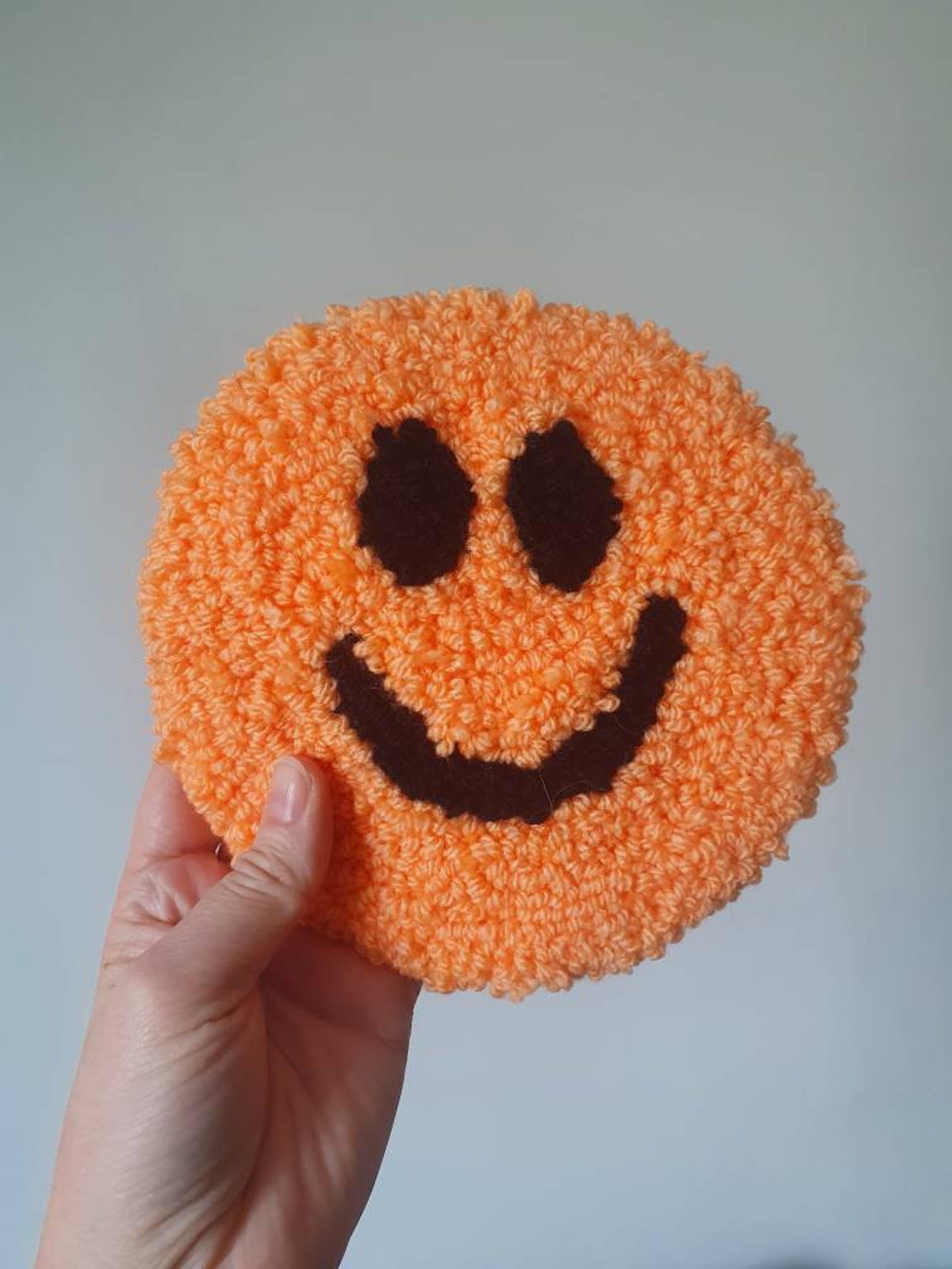 Smiley Face Punch Needle Hanging Smiley Face Decor Wall Etsy