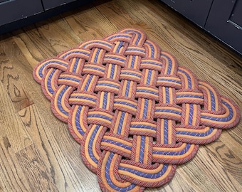 Alfombra de cuerda de escalada reciclada – Alfombra tejida para exteriores/interiores, regalo para escaladores, decoración ecológica para el hogar