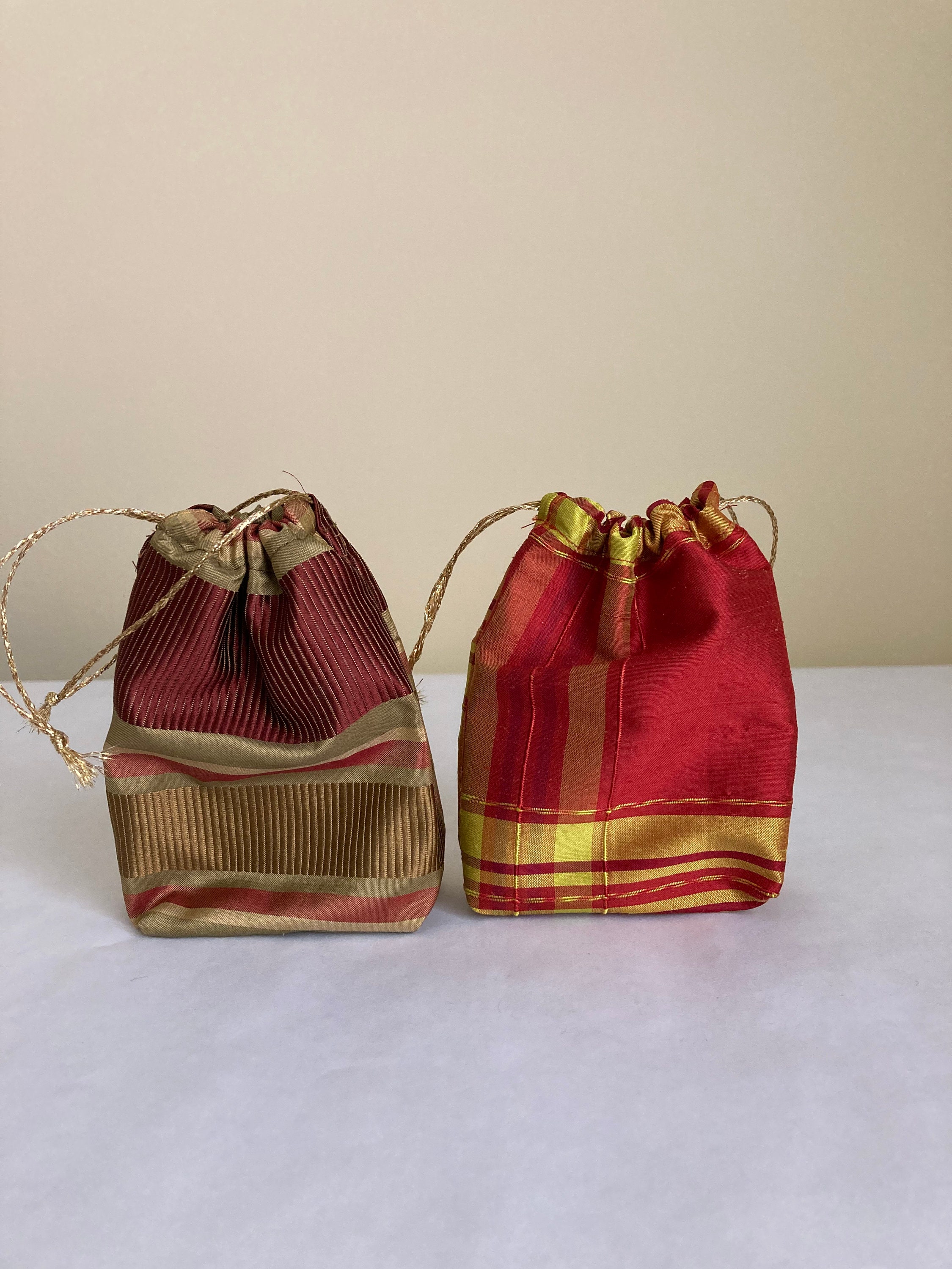 Pure Silk MEDIUM Drawstring Bags 5 Pc Set Etsy