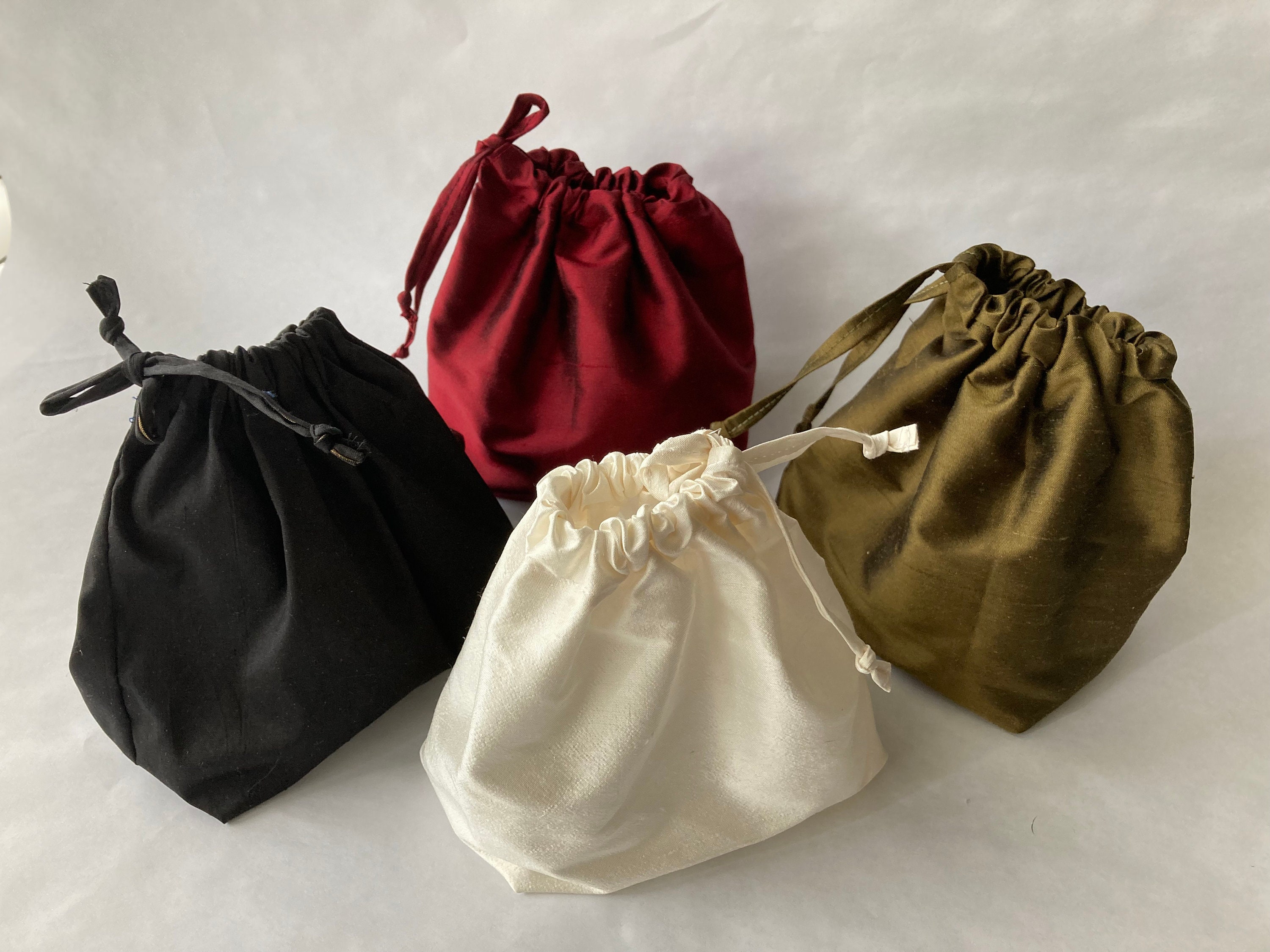 Pure Silk LARGE Drawstring Bags 5 Pc Set Etsy