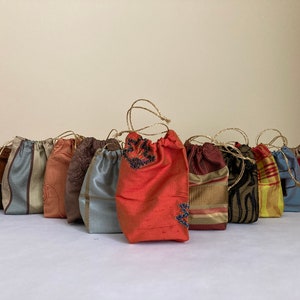 Pure Silk MEDIUM Drawstring Bags 5 pc set