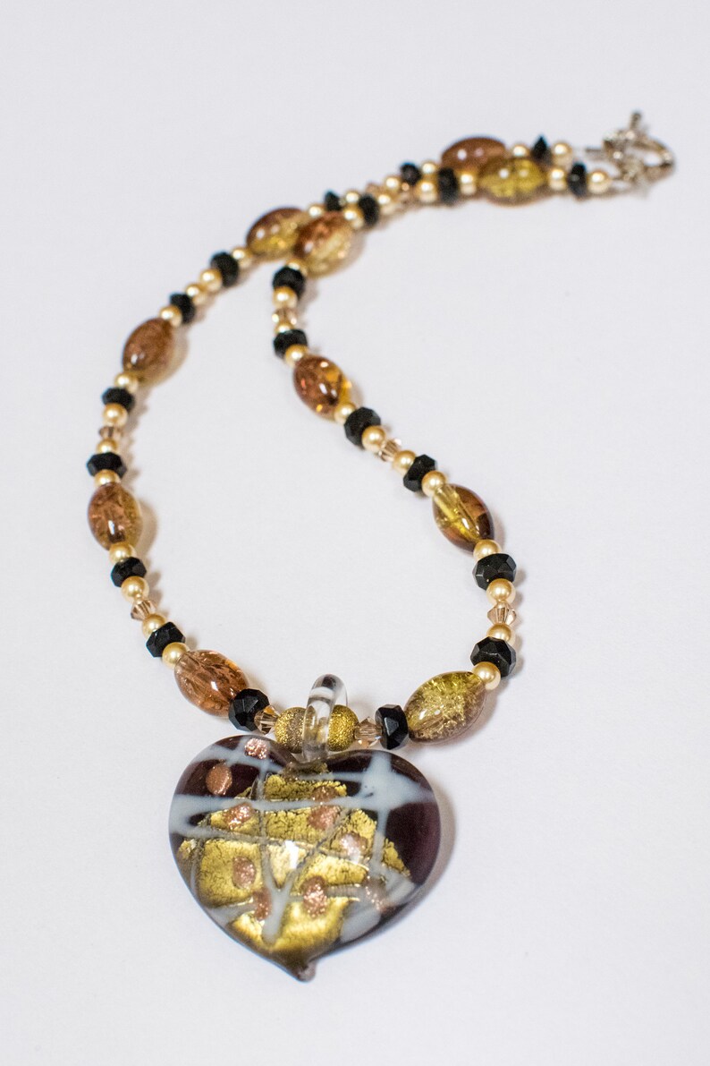 Black heart gold necklace Clearance