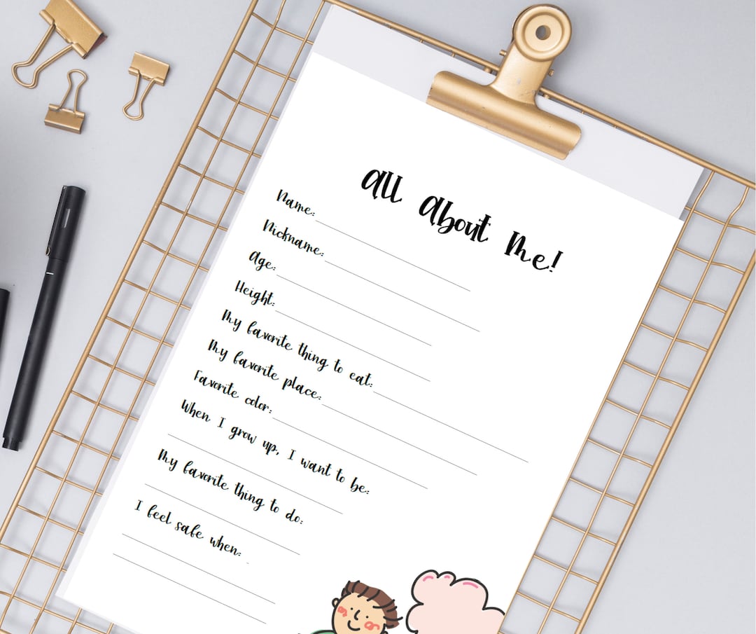 Printable All About Me Worksheet Student Worksheet PDF Etsy Printable All About Me Worksheet Student Worksheet PDF Etsy