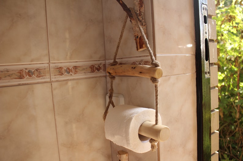 Rustic Natural Wood Toilet Paper Holder Farmhouse Bathroom Etsy