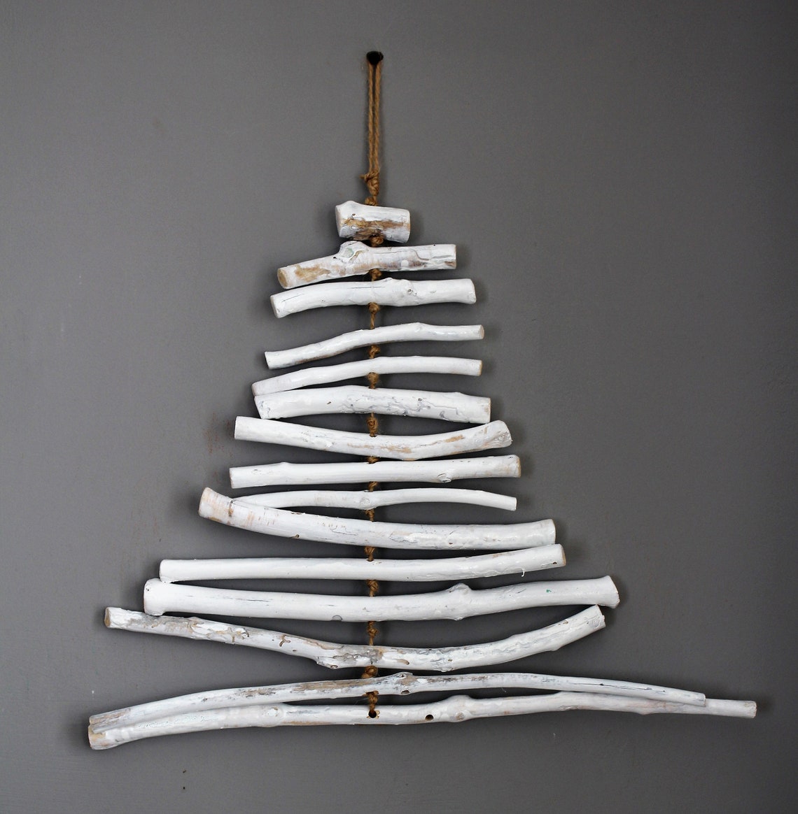 Wooden Christmas Tree Hanging Driftwood Christmas Tree Wall Etsy