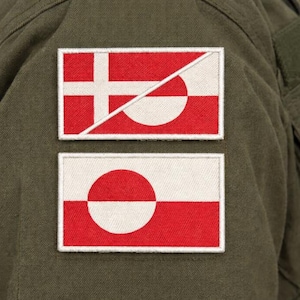 Écusson combiné des drapeaux du Groenland, du Danemark et du Danemark, brodés - Coudre / Repasser - Fermeture crochet