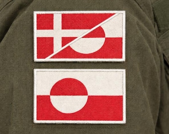 Greenland, Denmark and  Combo Flag Patches, Embroidered – Sew On / Iron On – Hook Fastener