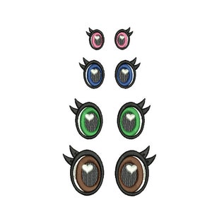 Embroidered doll eyes patch.