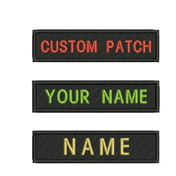 Embroidered Iron on / Velcro name patch W 4" (10cm.) - T 1"(2.5cm.)