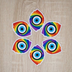 Embroidered Rainbow eye patch.