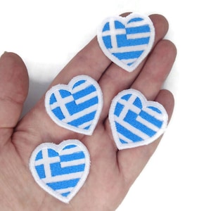 Greek Flag Embroidered Heart Patch