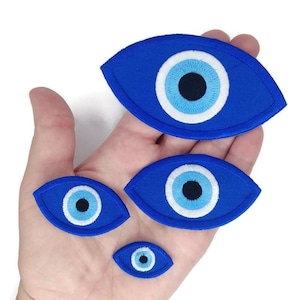 Blaue Royal Evil Eyes Patches zum Aufnähen