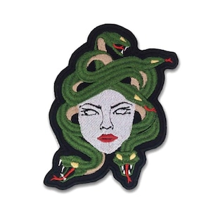 Medusa embroidered Iron On patch.