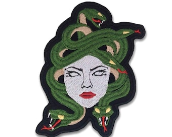 Medusa embroidered Iron On patch.