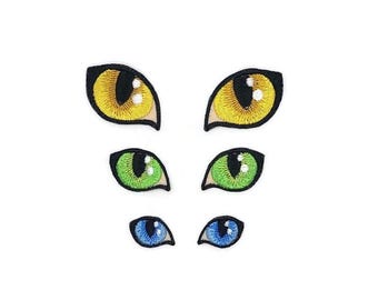 Gesticktes SET Cartoon Katzen Augen und Nasen Patches.