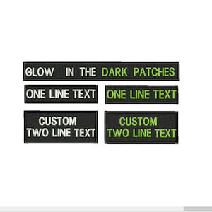 Embroidered Glow in the dark Iron on / Hook loop  name patch W 3&quot;(8cm) - 9&quot;(22.5cm)