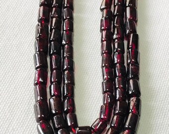 5 Strands Natural Garnet Carved Tube Shape Gemstone Beads 13.5 Inch Strand 3.50X6mm to 3.50X6.50mm