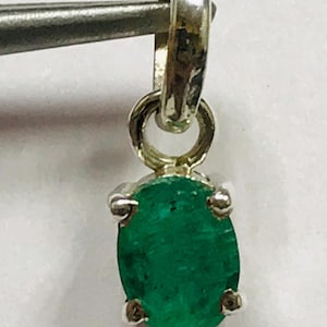 Natural Emerald Pendant | 925 Sterling Silver | Handmade Green Gemstone Necklace | May Birthstone Jewelry