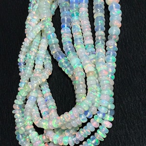 Natural Ethiopian Opal Beads – AAA Quality Rondelle Gemstone Strands for Jewelry Making, Rainbow Fire Opal, October Birthstone